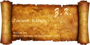 Zacsek Kinga névjegykártya